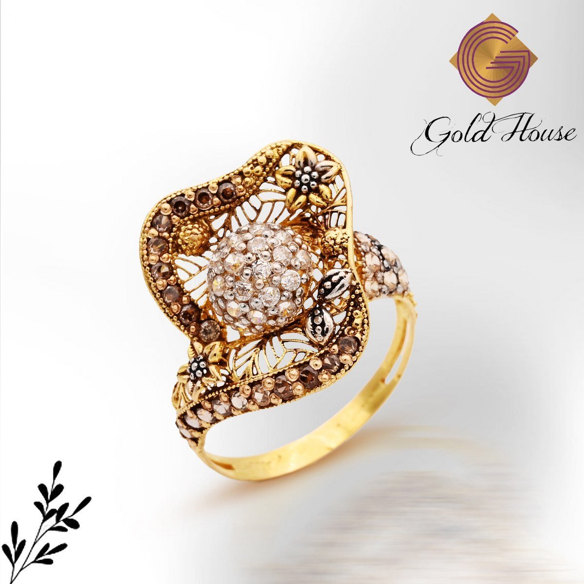 RP Stone Ladies Gold Ring RG0004